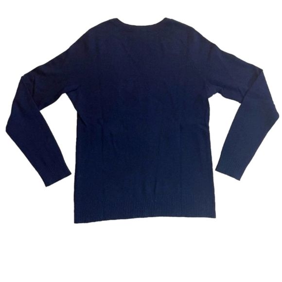 Aqua 100% Cashmere Argyle V-Neck Sweater - Picture 2 of 7